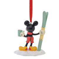 Adorno navideño de Mickey esquiando