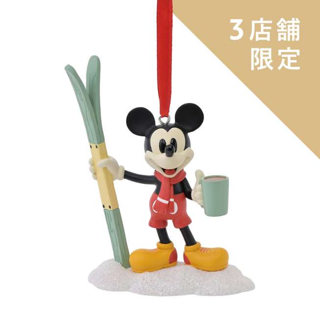 Adorno navideño de Mickey esquiando