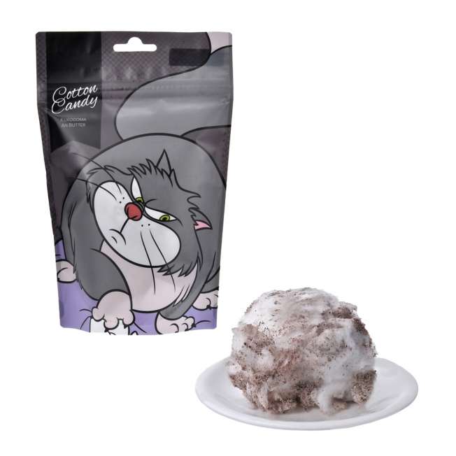 Algodón de azúcar de Lucifer, sésamo negro y anko con mantequilla