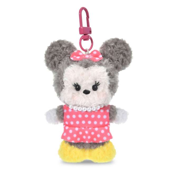 Llavero de peluche plano de Minnie con cuentas perladas