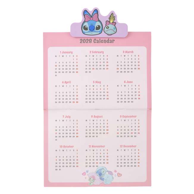 Calendario mural 2027 de Stitch y Scrump con clip