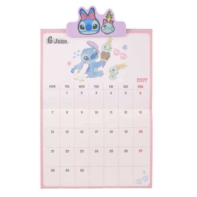 Calendario mural 2027 de Stitch y Scrump con clip