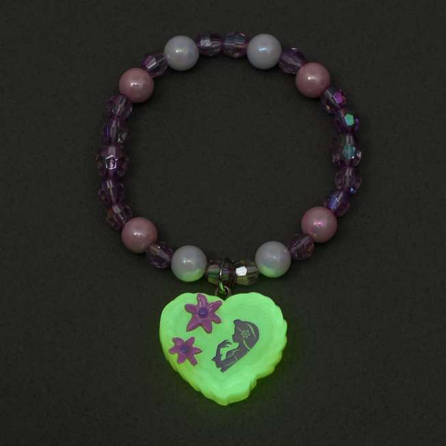 Pulsera infantil de cuentas de Rapunzel que brilla en la oscuridad