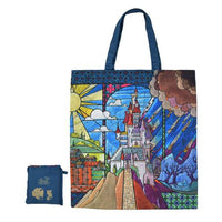 Bolsa reutilizable de Bella y Bestia con diseño de vitral