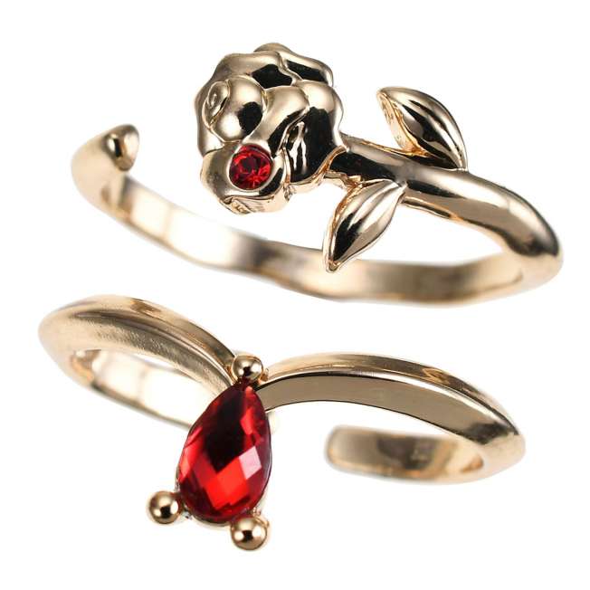 Set de 2 anillos La Bella y la Bestia