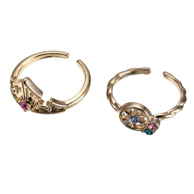 Set de anillos de Aurora: tiara y rueca