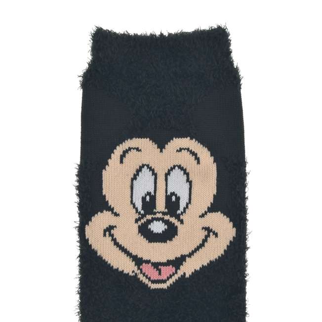 Calcetines esponjosos negros de Mickey Mouse (23-25 cm)