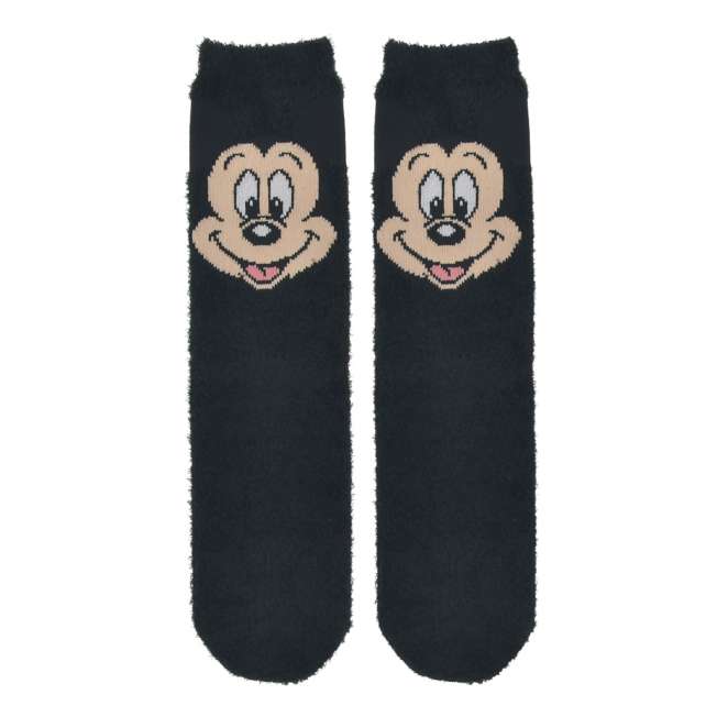 Calcetines esponjosos negros de Mickey Mouse (23-25 cm)