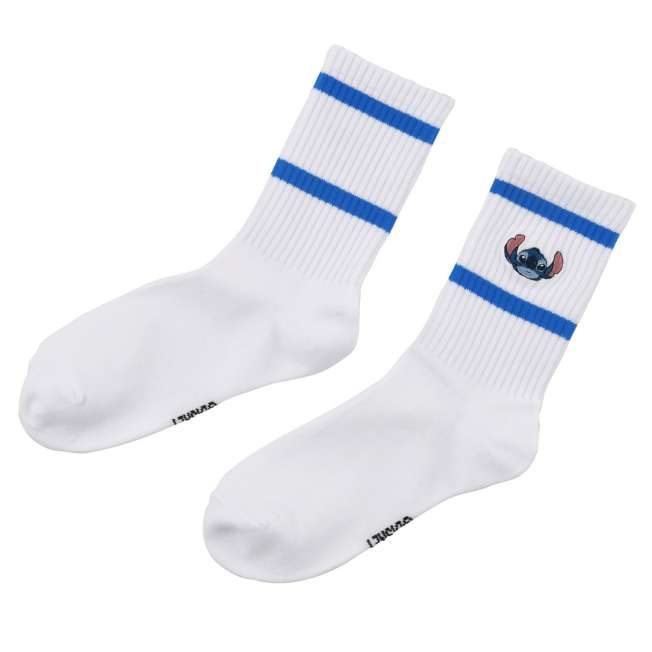 Calcetines blancos acanalados bordados de Stitch