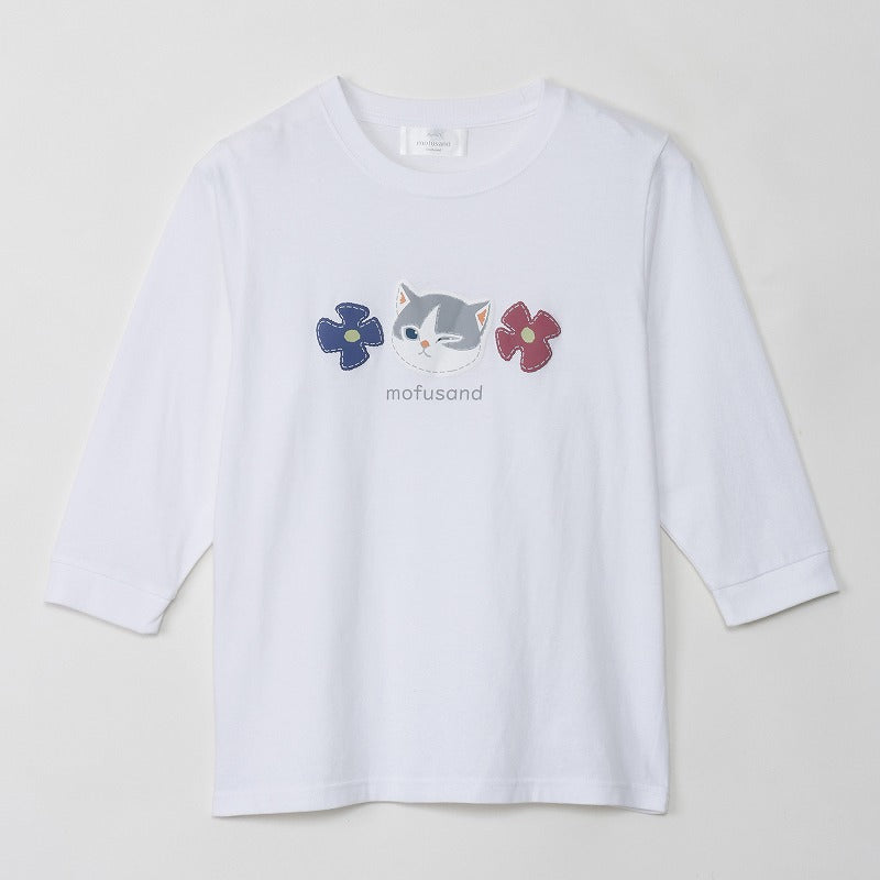 Mofusand polera blanca de manga 3/4
