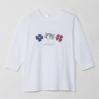 Mofusand polera blanca de manga 3/4