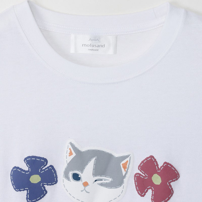 Mofusand polera blanca de manga 3/4