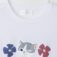Mofusand polera blanca de manga 3/4