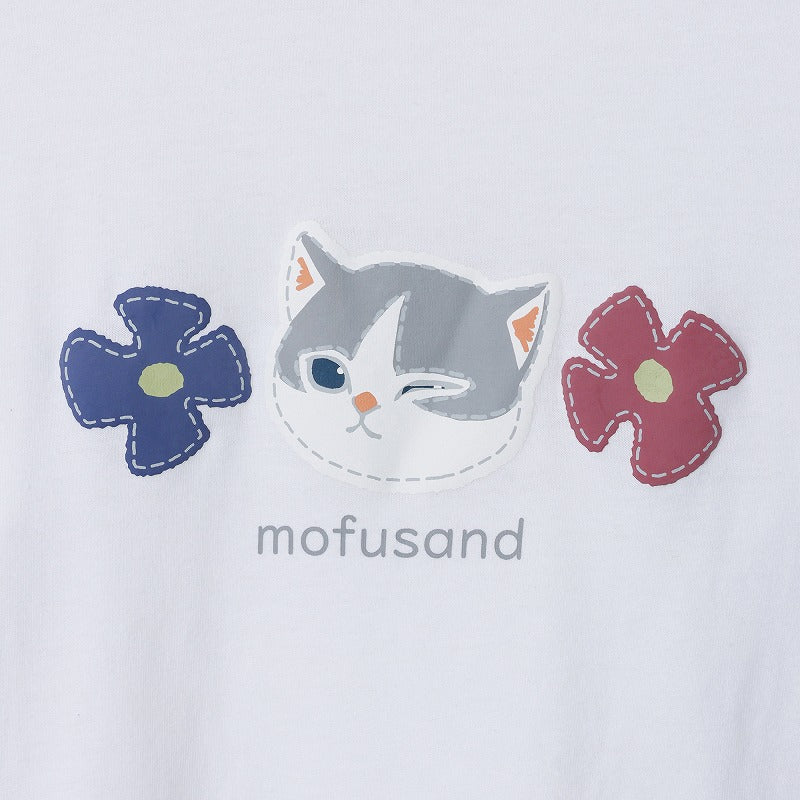 Mofusand polera blanca de manga 3/4