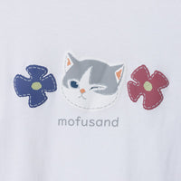 Mofusand polera blanca de manga 3/4