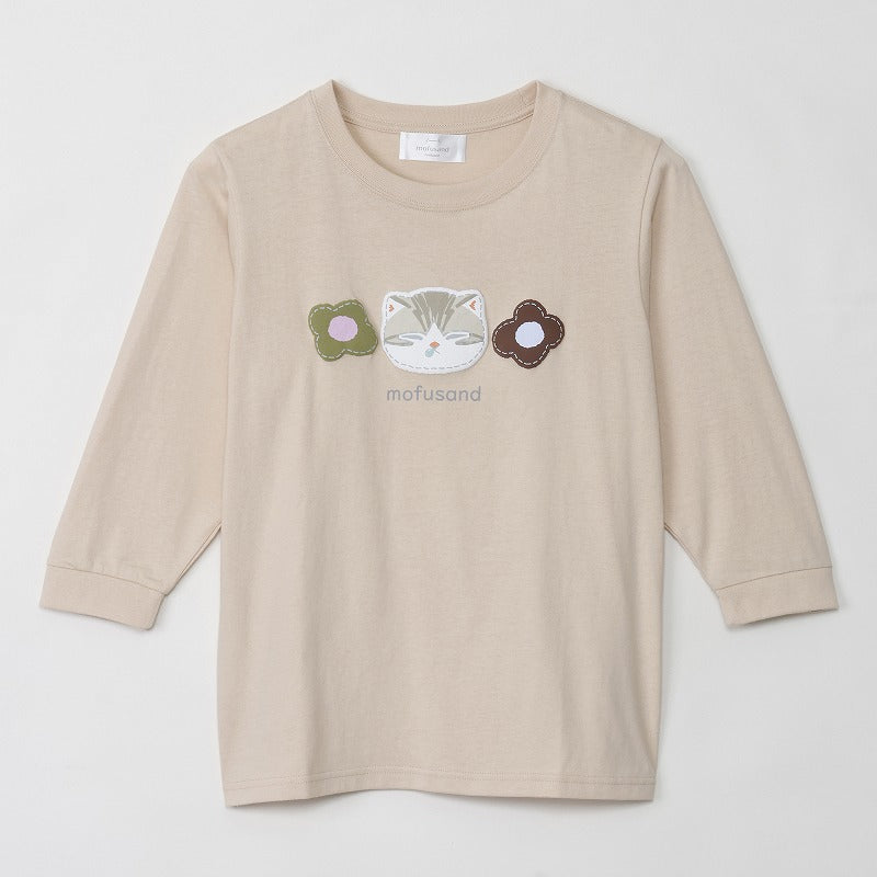 Polera Mofusand manga 3/4, gato atigrado beige