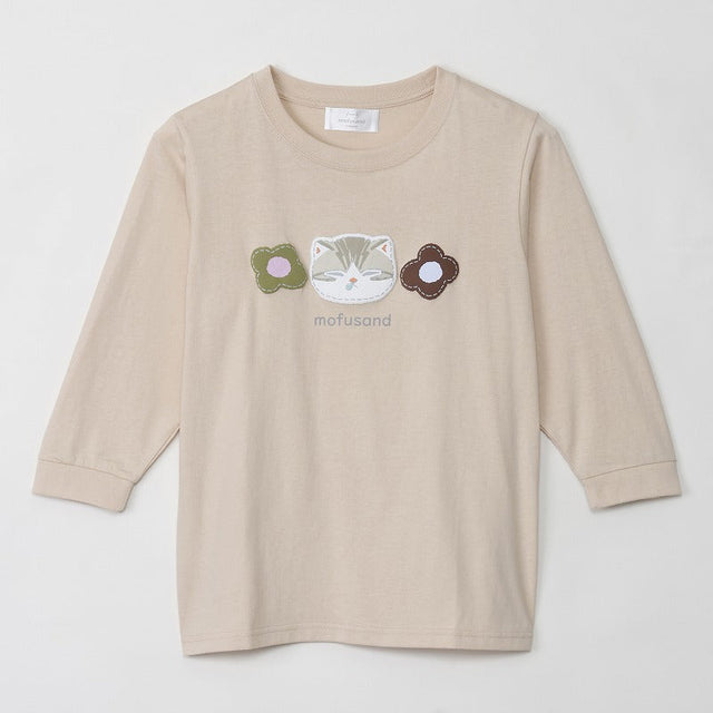 Polera Mofusand manga 3/4, gato atigrado beige