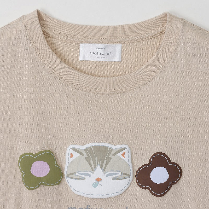 Polera Mofusand manga 3/4, gato atigrado beige