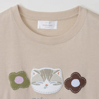 Polera Mofusand manga 3/4, gato atigrado beige