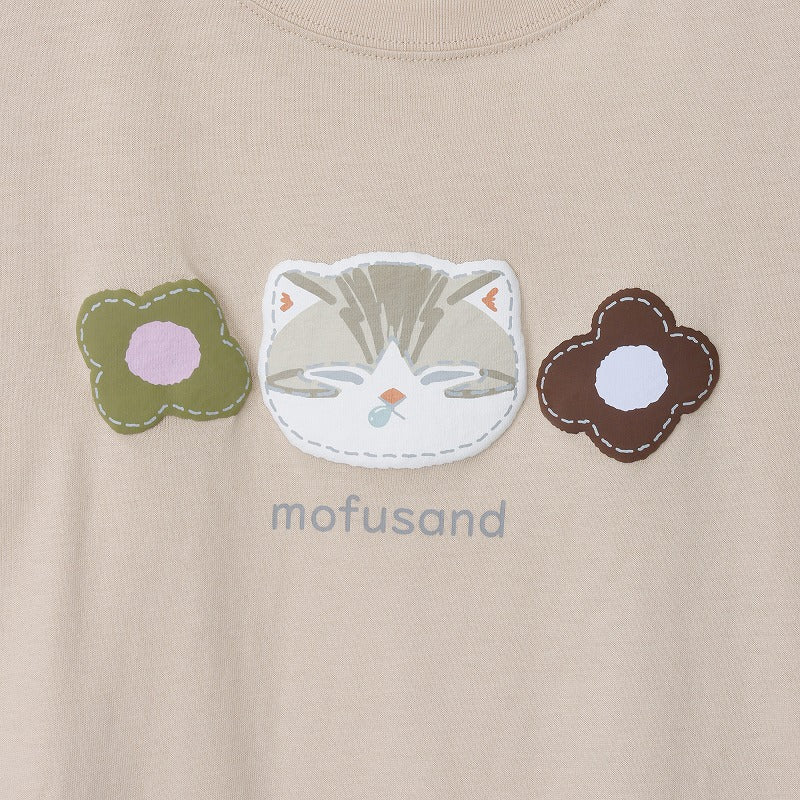 Polera Mofusand manga 3/4, gato atigrado beige