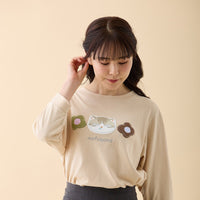Polera Mofusand manga 3/4, gato atigrado beige