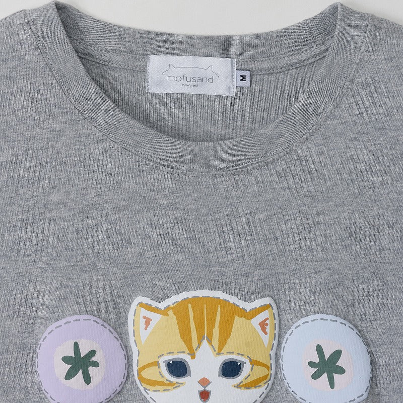 Polera 3/4 mofusand, gato atigrado café