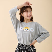 Polera 3/4 mofusand, gato atigrado café