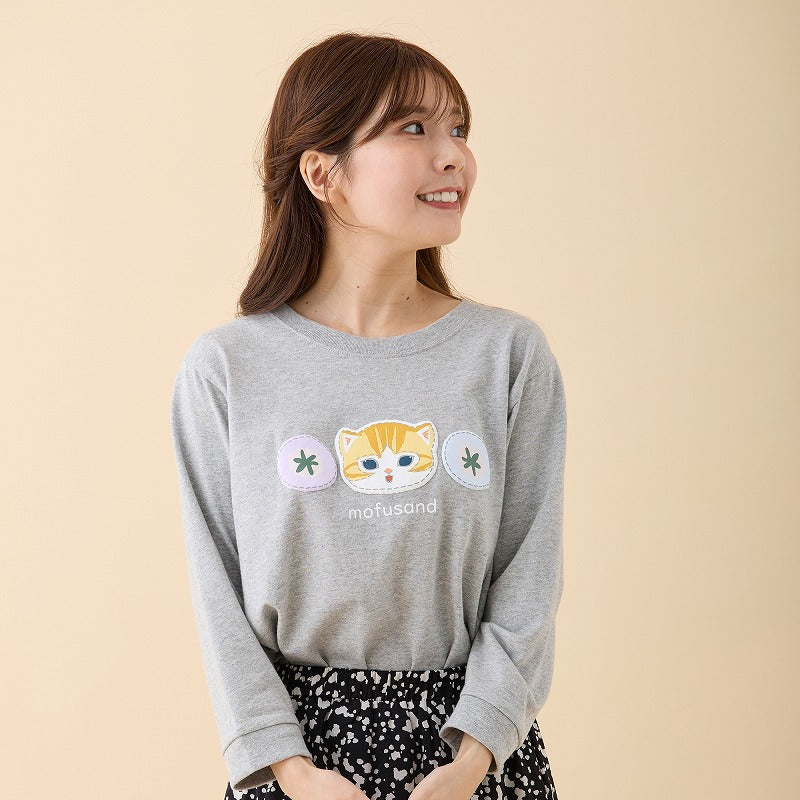 Polera 3/4 mofusand, gato atigrado café