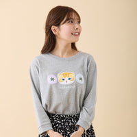 Polera 3/4 mofusand, gato atigrado café
