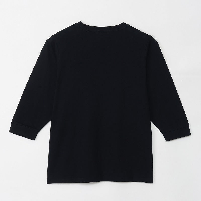 Polera negra Mofusand de manga 3/4, gato blanco