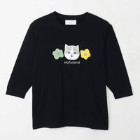 Polera negra mofusand con gato bicolor café