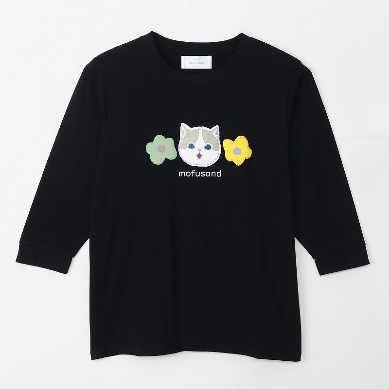 Polera negra mofusand con gato bicolor café