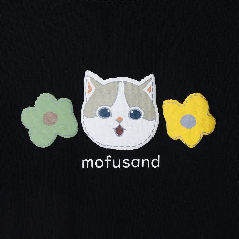 Polera negra mofusand con gato bicolor café