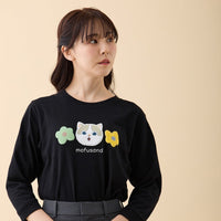 Polera negra mofusand con gato bicolor café