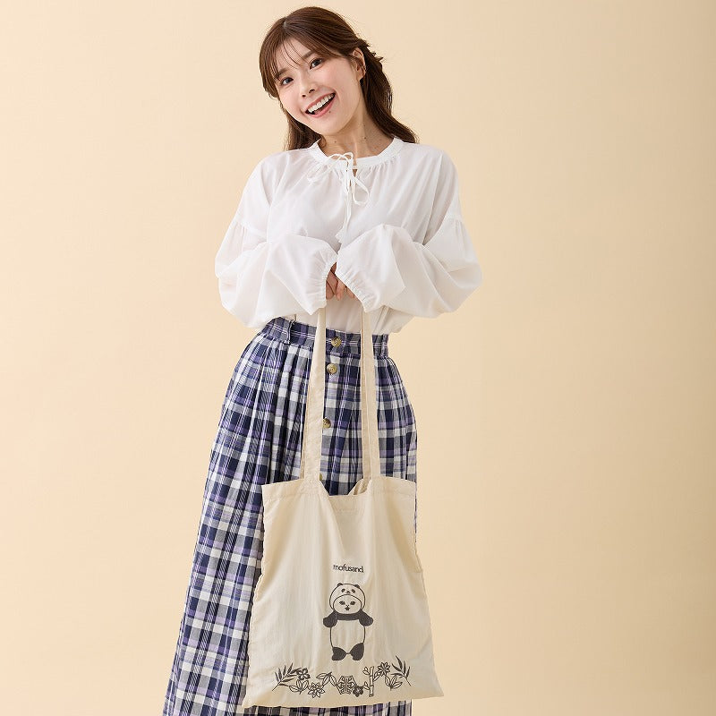 Bolso tote bordado Mofusand, gato panda blanco