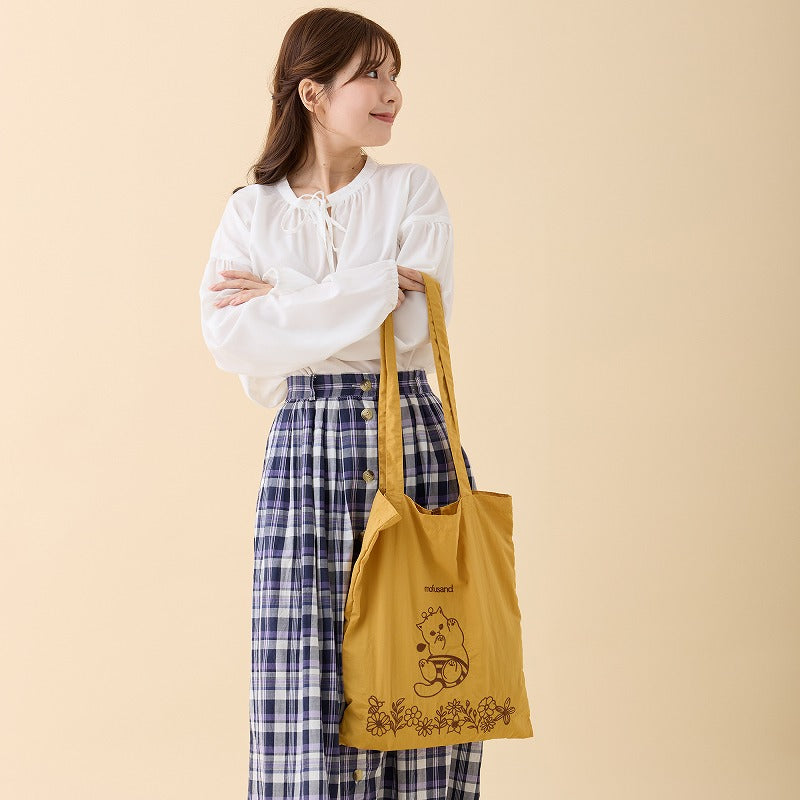 Bolso tote Mofusand bordado de gatito abeja amarillo