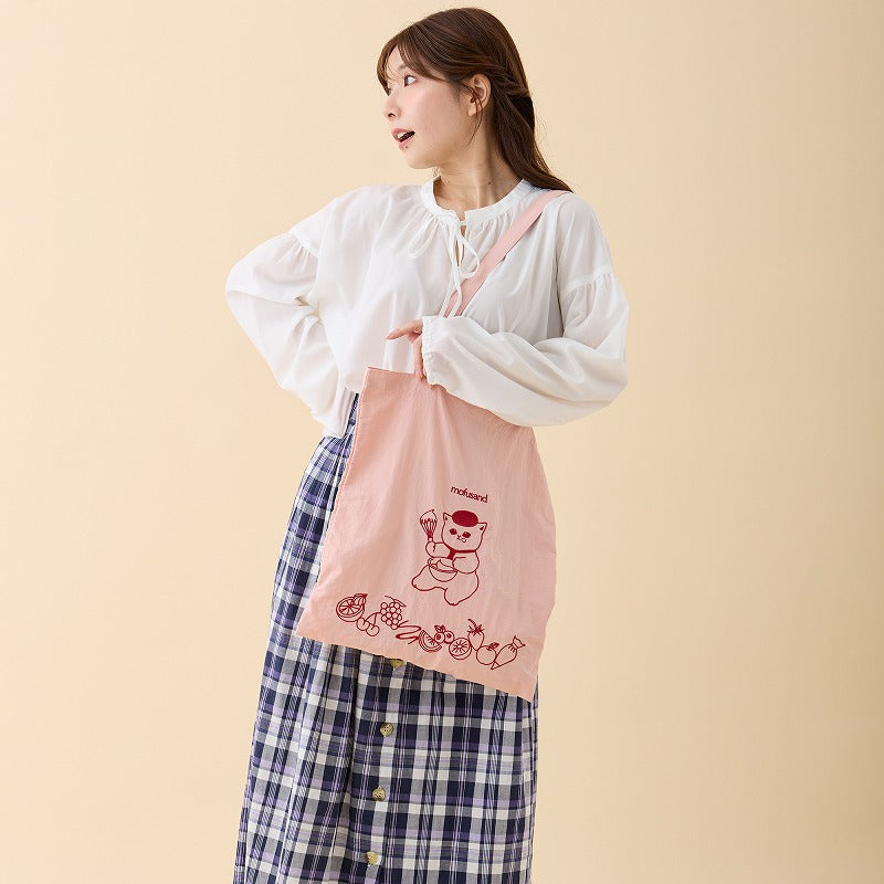 Bolso tote bordado mofusand, gatos dulces rosado