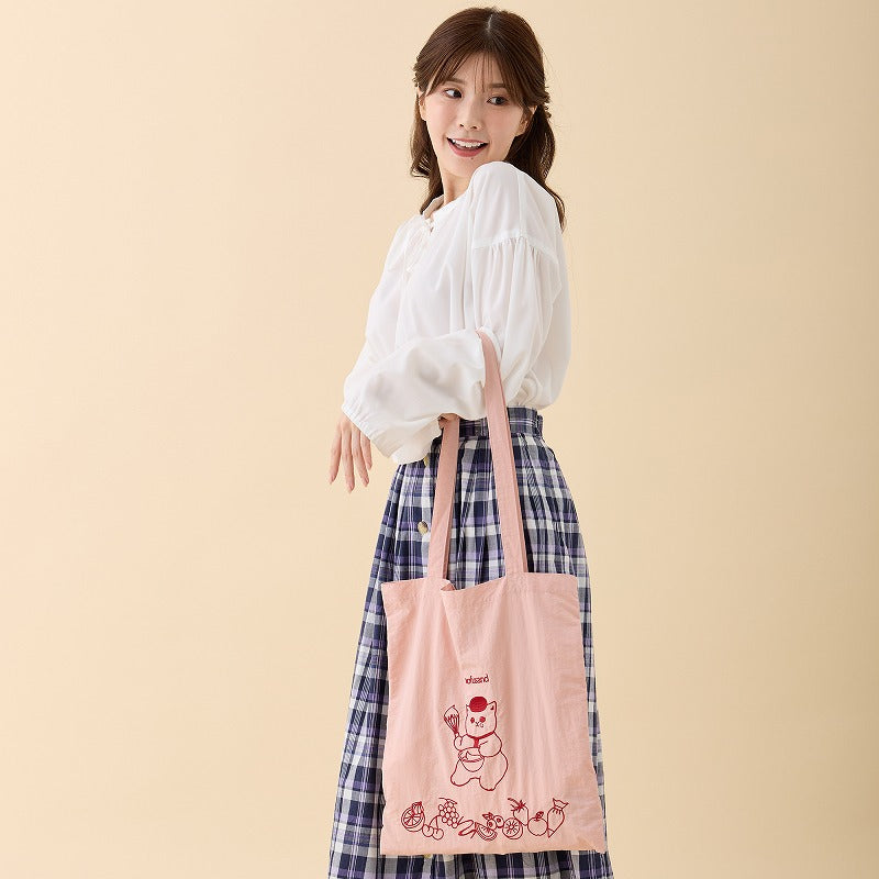 Bolso tote bordado mofusand, gatos dulces rosado