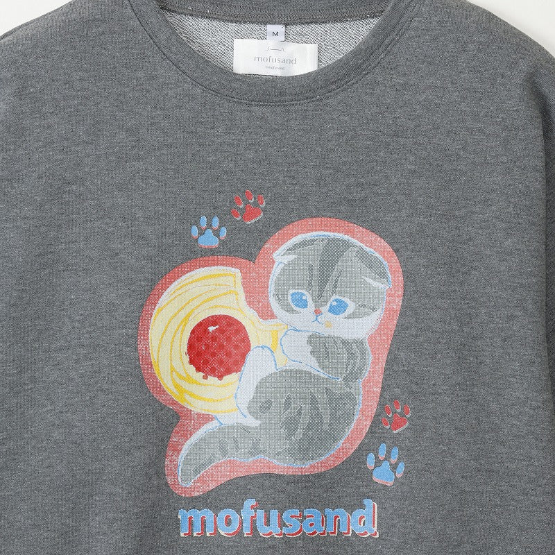 Polerón retro mofusand del gatito galleta gris