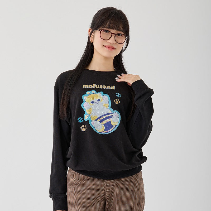 Polerón retro negro de gatito abeja mofusand