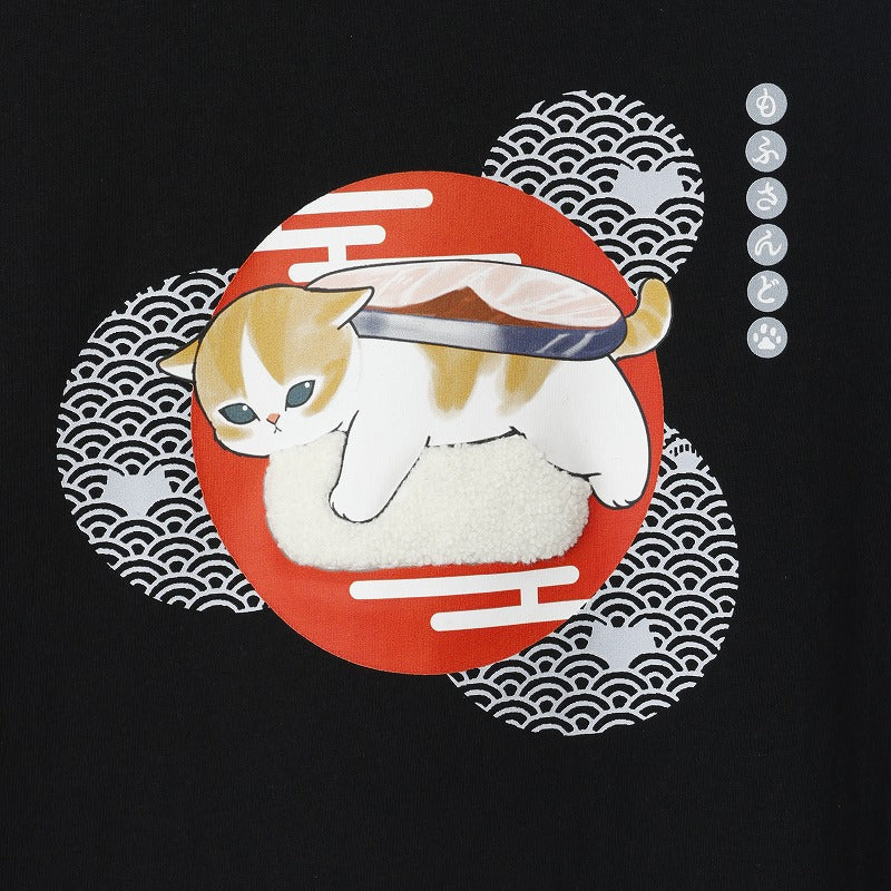 Polera negra Mofusand de gato sushi