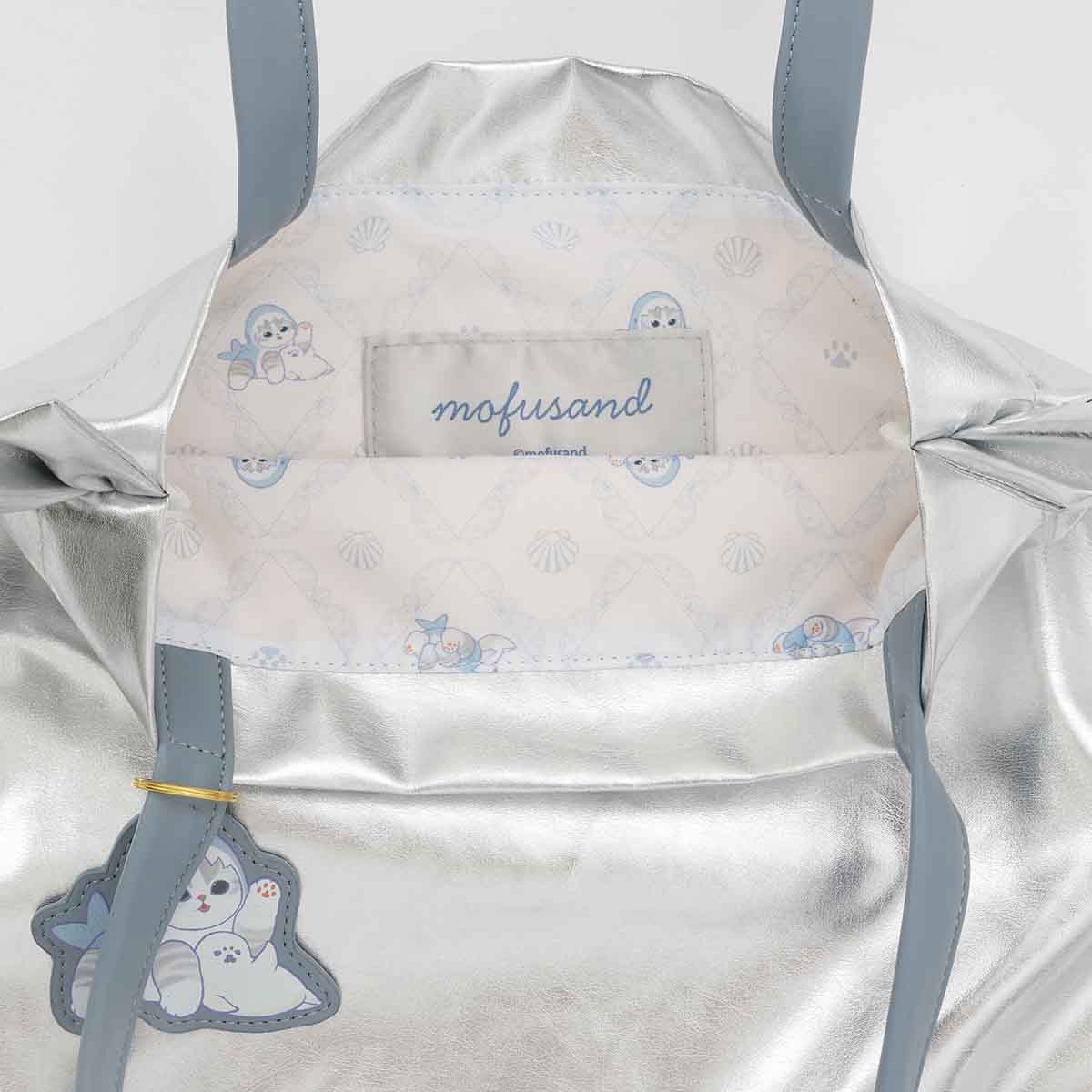 Bolso tote Mofusand Gatito Tiburón plateado