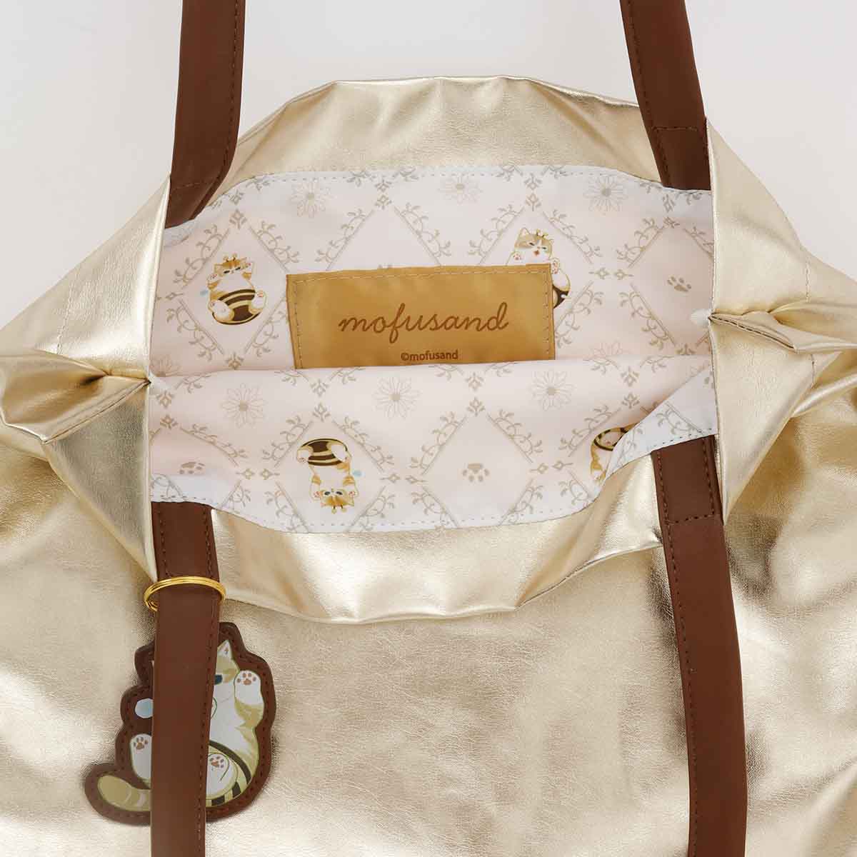 Bolso tote dorado con brillo de mofusand