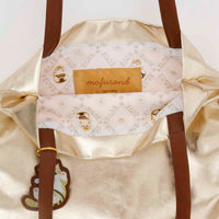Bolso tote dorado con brillo de mofusand