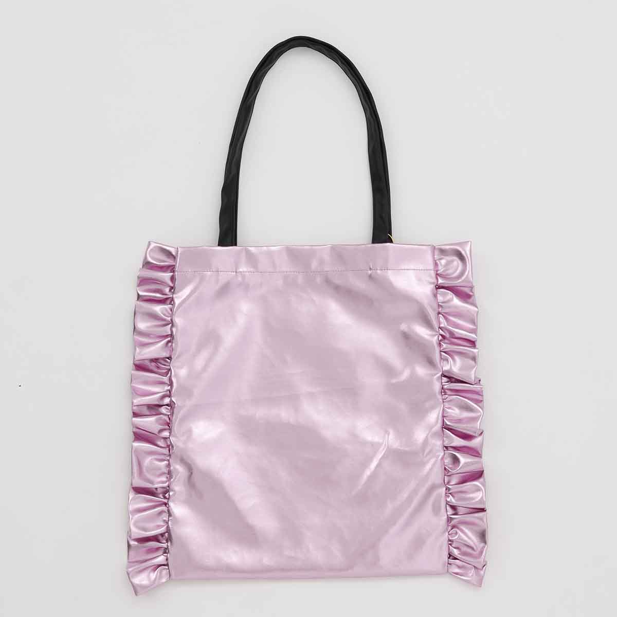 Bolso tote rosado brillante Mofusand con gato frutilla