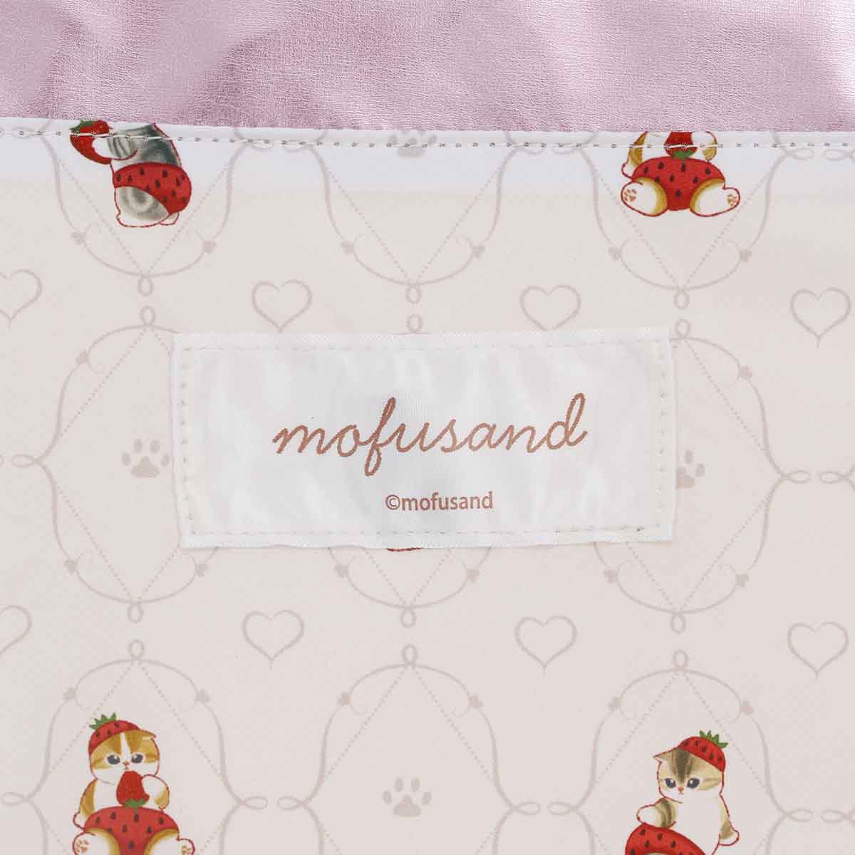 Bolso tote rosado brillante Mofusand con gato frutilla