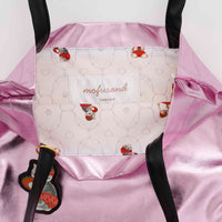 Bolso tote rosado brillante Mofusand con gato frutilla