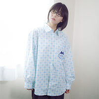 Camisa a cuadros azul de Hachiware - Chiikawa