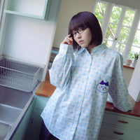 Camisa a cuadros azul de Hachiware - Chiikawa