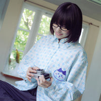 Camisa a cuadros azul de Hachiware - Chiikawa